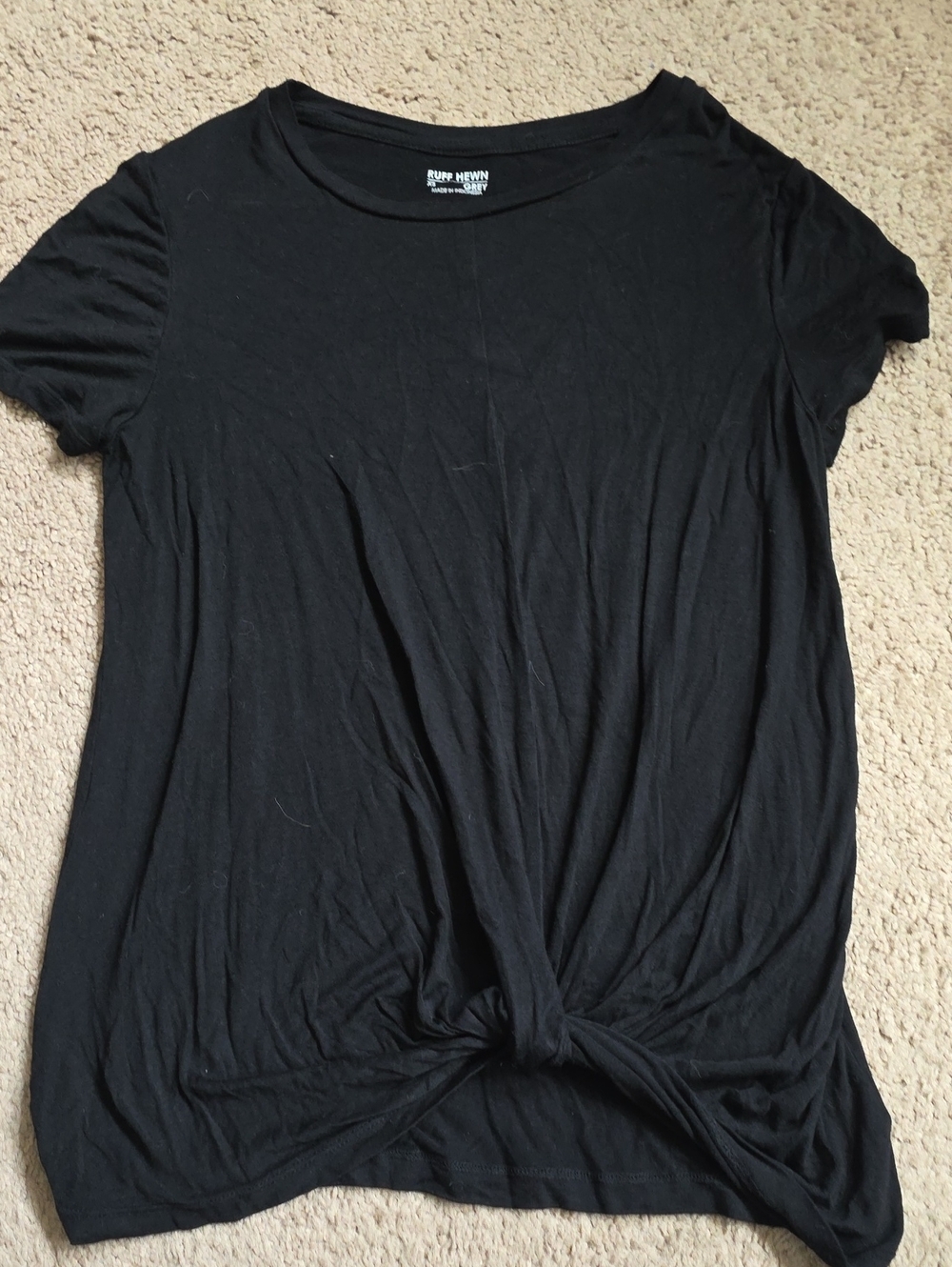 Ruff Hewn Black Short Sleeve Twist Front Tee